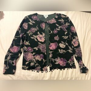 J.B.S. Women's Floral Cardigan - Black and Purple
